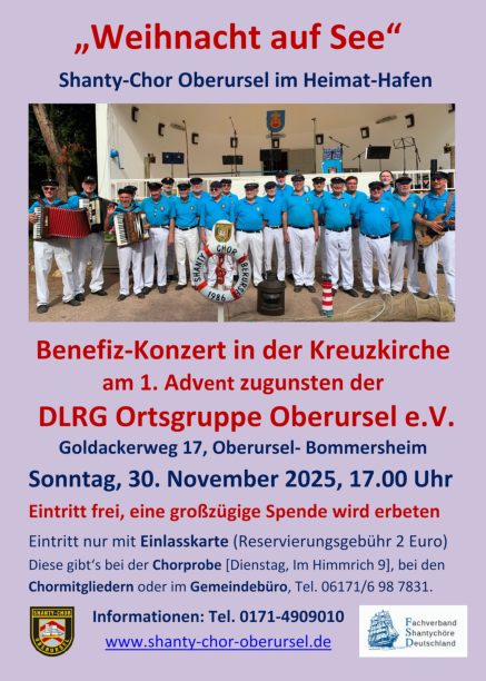 Benefiz-Konzert des Shanty-Chors zugunsten der DLRG Oberursel